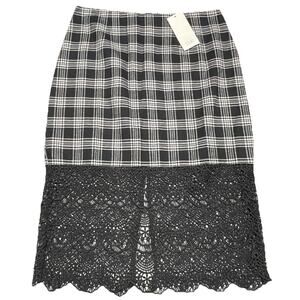Tobi Womens Lace Skirt Black Plaid Preppy Office Career Church Size Medium NWT